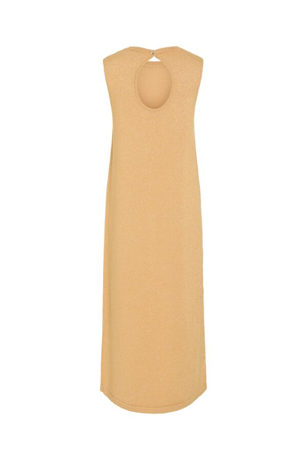 Vila Vestido midi em malha canelada abotoado Impress&atilde;o