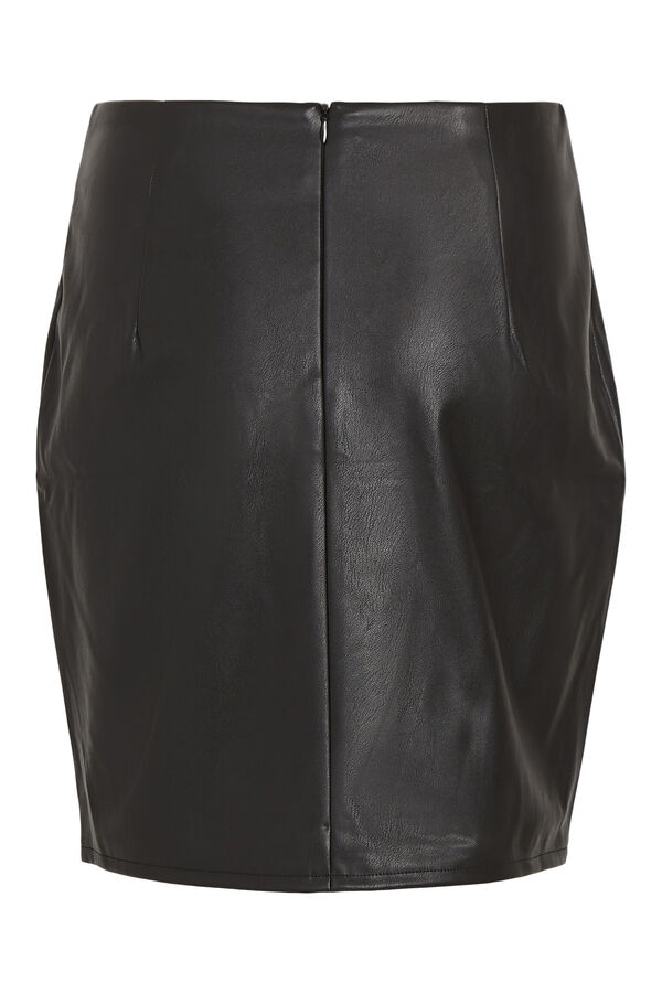 Cortefiel Faux leather mini skirt Black