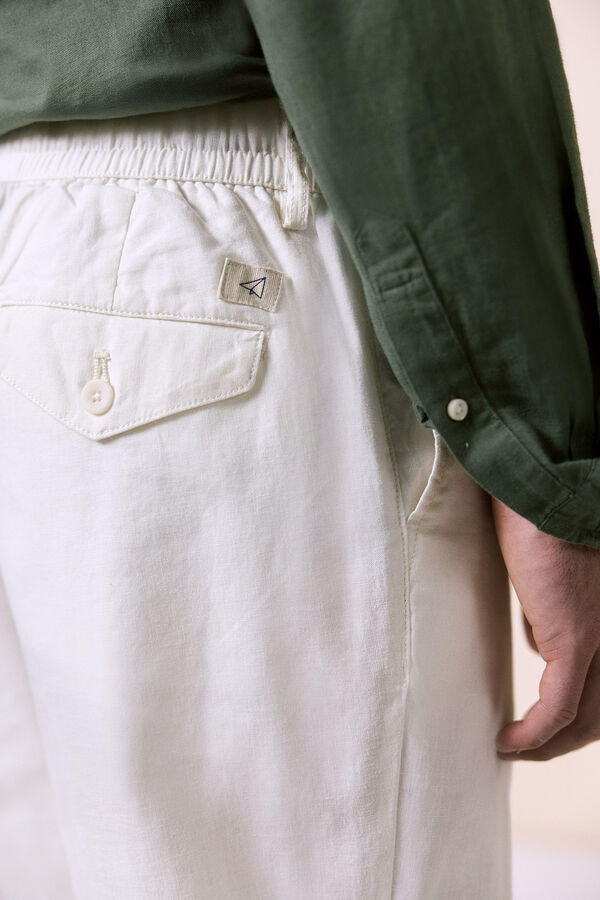 OOTO Linen-cotton regular fit trousers Ivory