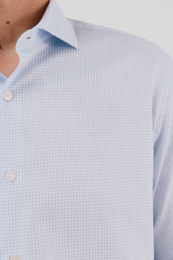 Cortefiel Easy-iron checked dress shirt Blue