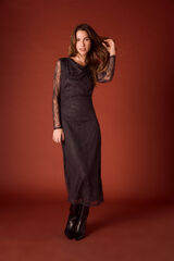 Slowlove Vestido longo de renda Cinzento