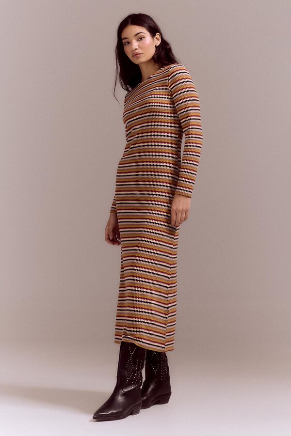 Cortefiel multicoloured striped structured dress Multicolour