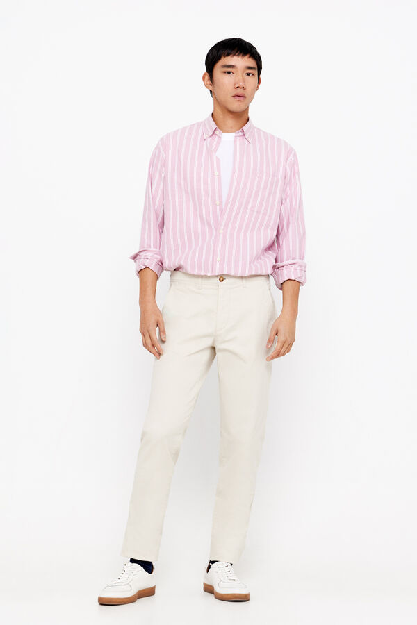 Cortefiel Striped Oxford shirt Pink