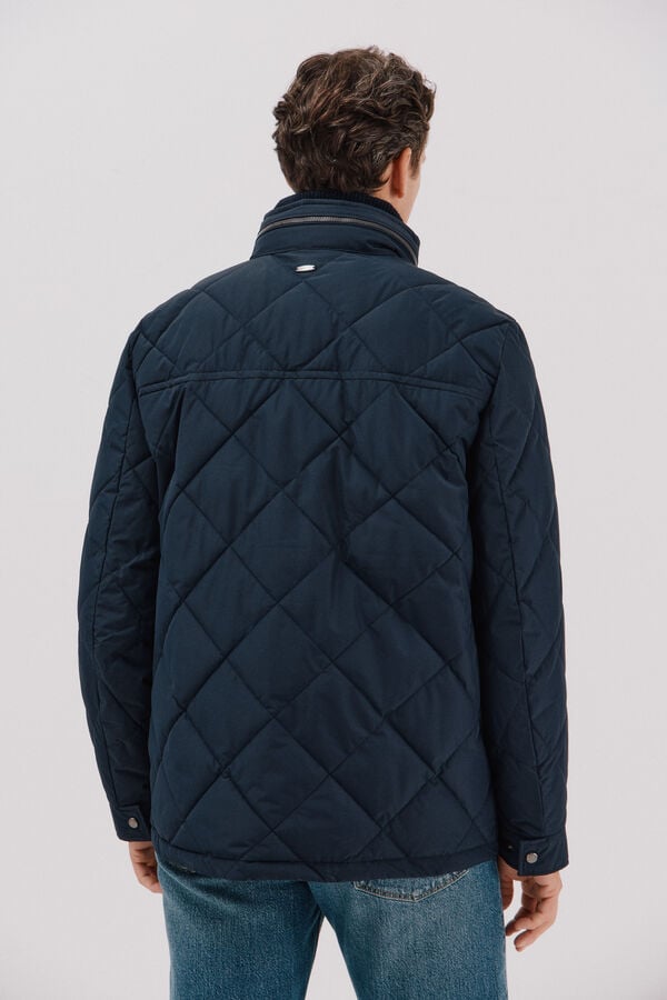Cortefiel Diamond quilted jacket Navy