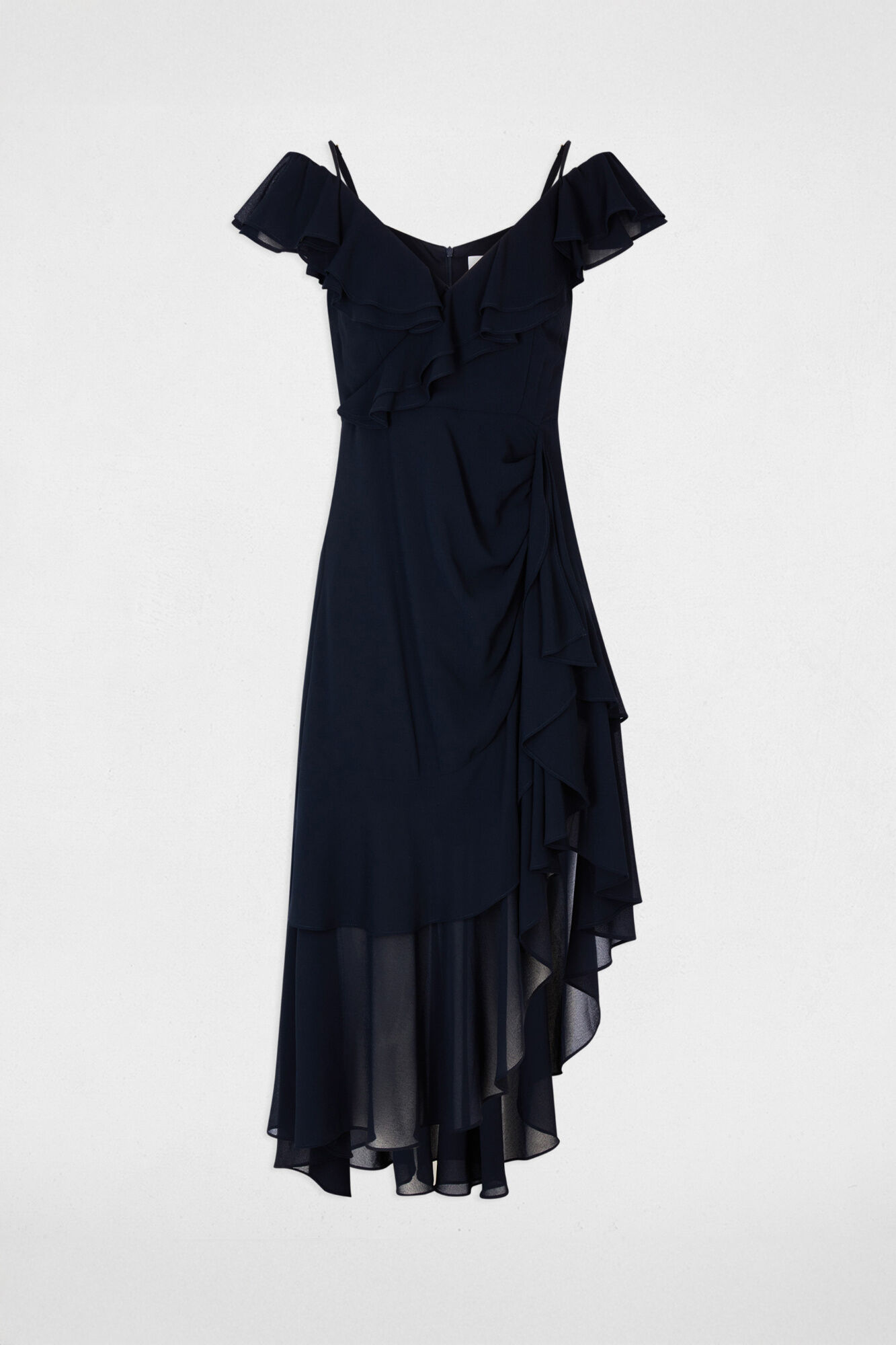 Morgan Vestido midi reto com folhos