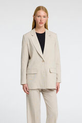 Selected Femme Blazer de linho com ajuste relaxado Castanho