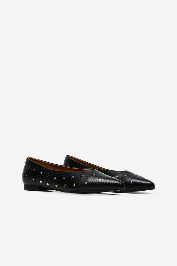 Cortefiel Studded ballet flats Black