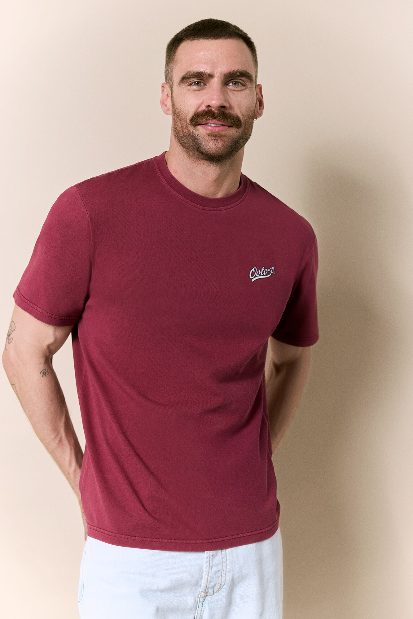 OOTO Washed short sleeve logo T-shirt