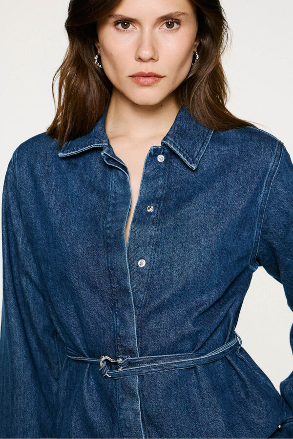 Selected Sobrecamisa jeans com cinto. Azul