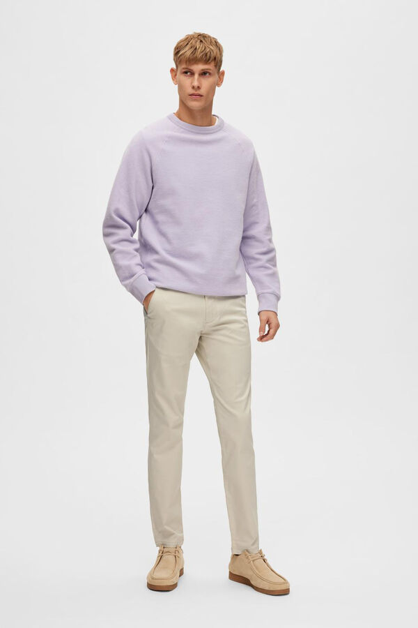 Selected Calça calças chino slim fit feita de algodão orgânico  Cinzento