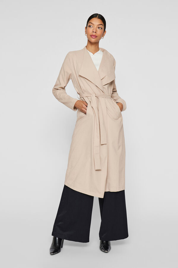 Vila Long knotted trench coat Cinzento