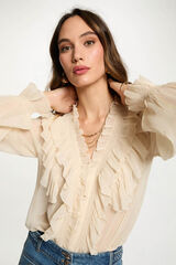 Morgan Camisa fluida com gola em V Ecru