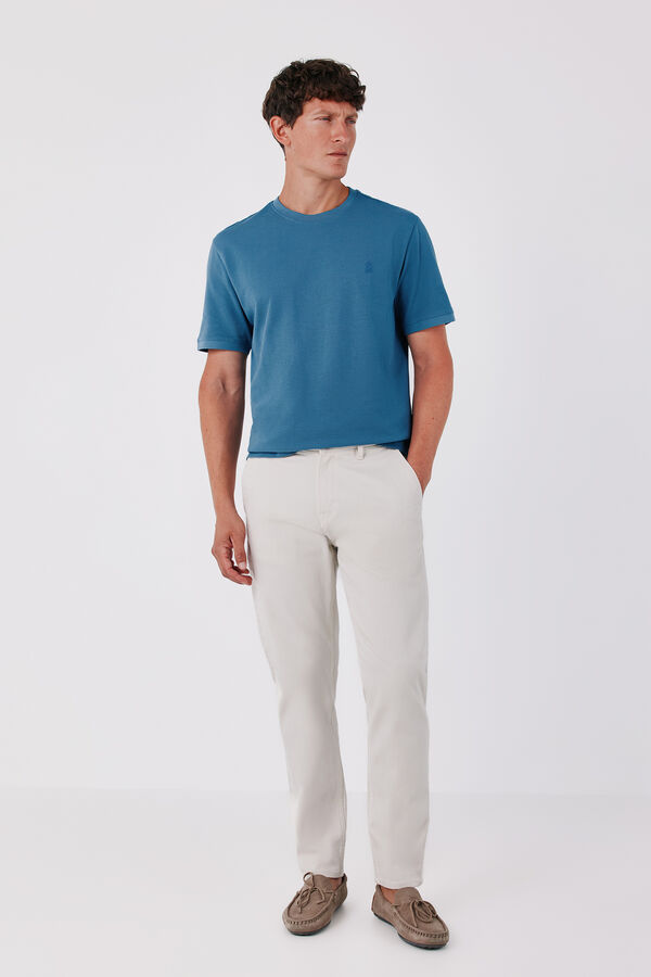 Cortefiel Piqu&eacute; fabric basic T-shirt Blue