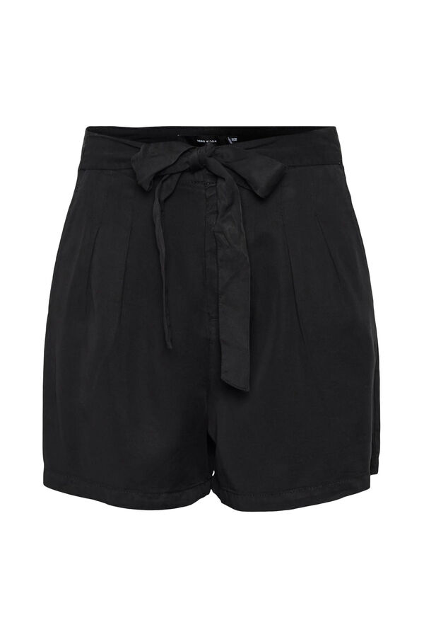 Cortefiel Women's mid-rise shorts with adjustable tie Black