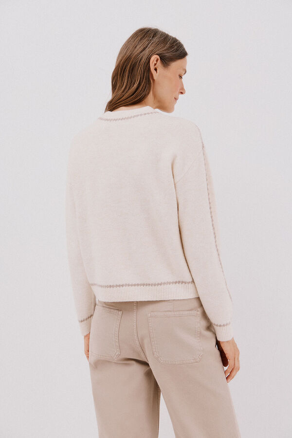 Cortefiel Jersey Perkins contrastes Marfil