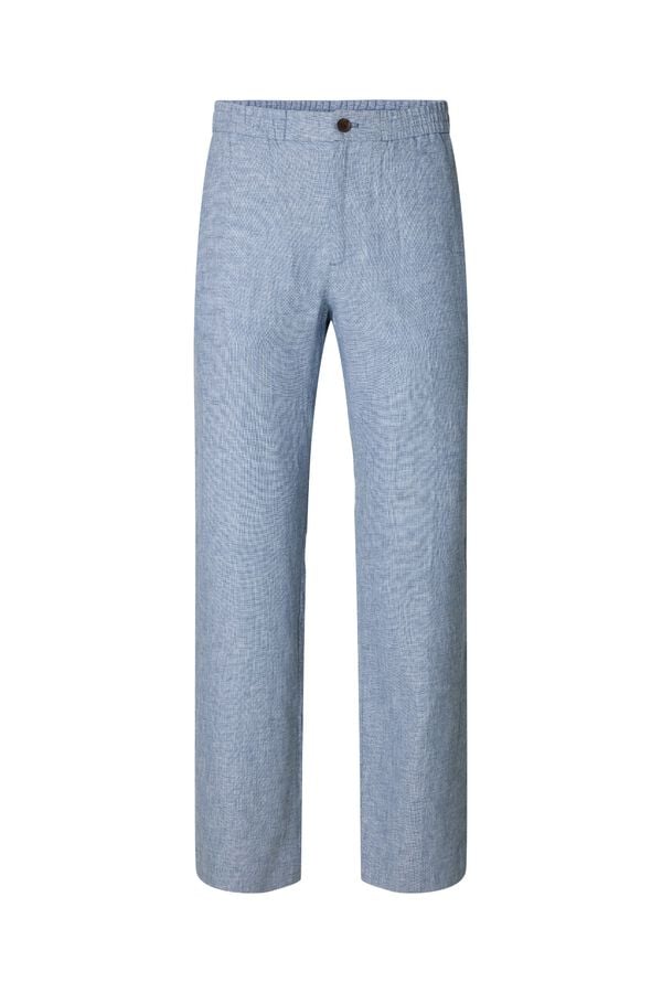 Selected Cal&ccedil;a de linho de vestir Cinzento
