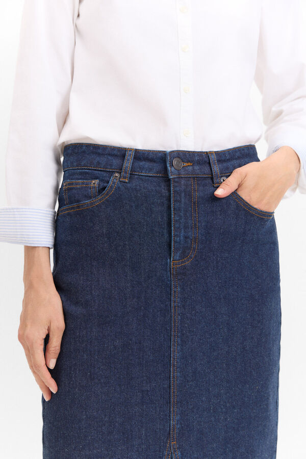 Cortefiel Saia Midi Jeans Azul