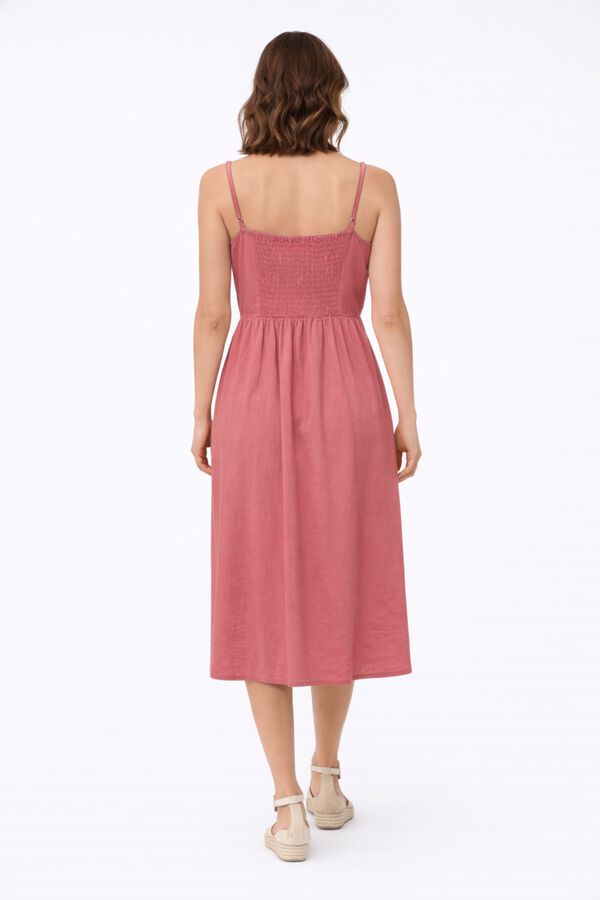Vila Vestido midi de al&ccedil;as em algod&atilde;o e linho Subiu