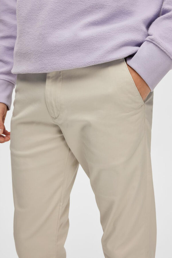 Selected Calça calças chino slim fit feita de algodão orgânico  Cinzento