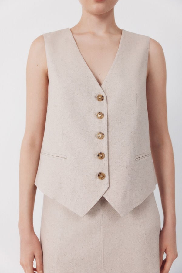 Cortefiel Tailored waistcoat Nude