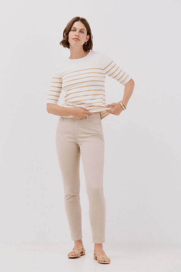 Cortefiel Short-sleeved jumper Ivory