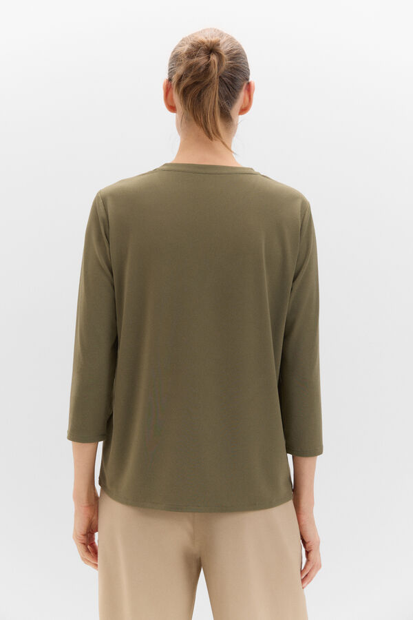 Cortefiel Essential mandarin collar T-shirt Green