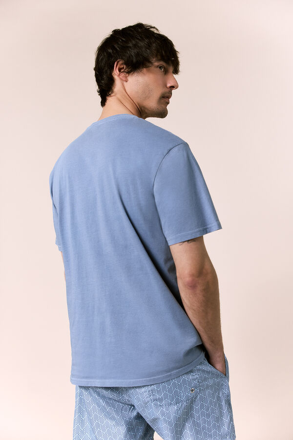 OOTO T-shirt b&aacute;sica lavada Azul