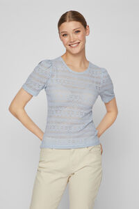 Cortefiel Lace short-sleeved blouse Blue