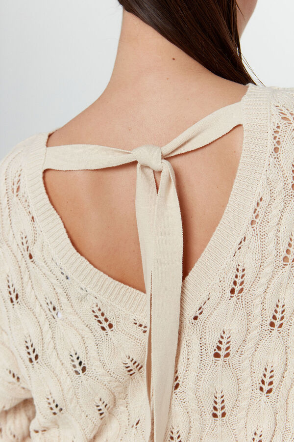 Cortefiel Jersey-knit jumper with openwork details  Grey