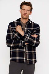 Cortefiel Checked quilted overshirt Navy