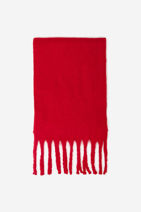 Cortefiel Plain fringed scarf Red