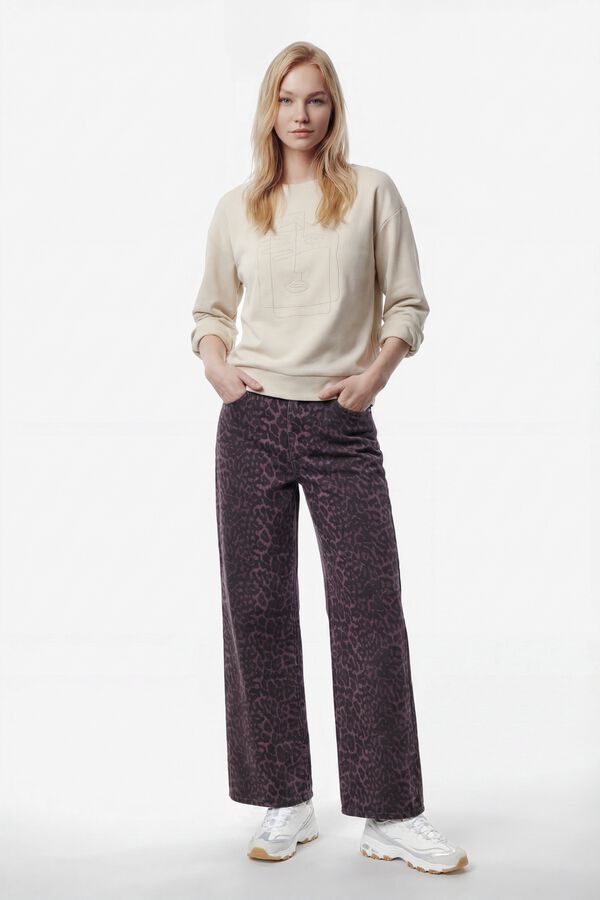 Vila organic cotton sweatshirt with embroidered Beige