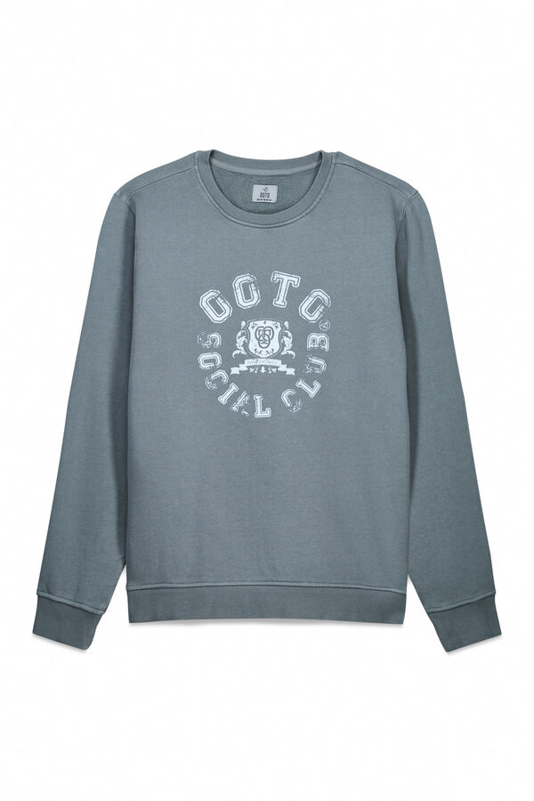 OOTO Sweatshirt gr&aacute;fica gola caixa Azul