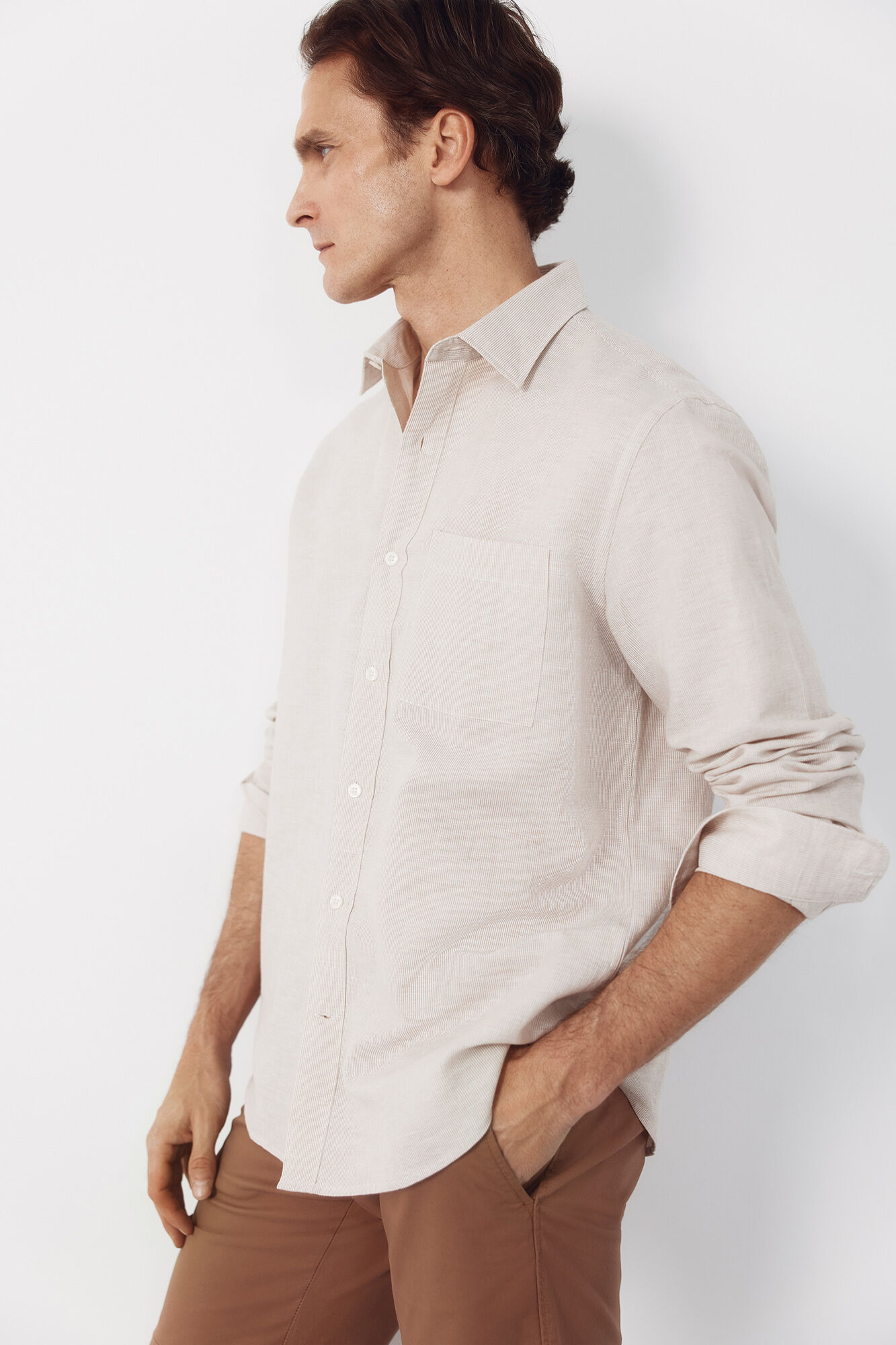 Cortefiel Striped linen cotton shirt
