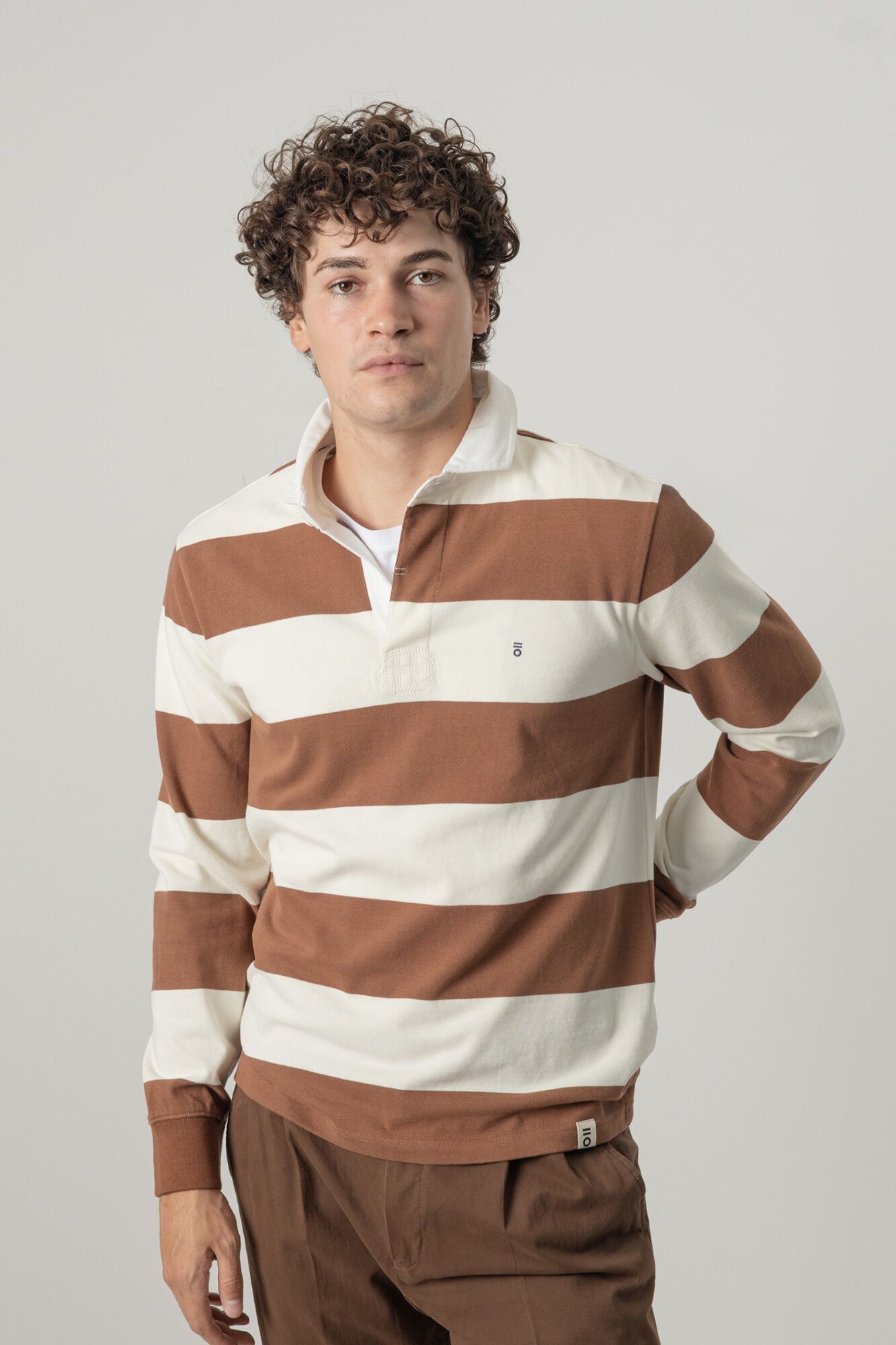 PuroEGO Striped rugby polo shirt