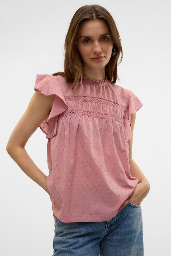 Vero Moda Blusa fluida de gola redonda Roxo