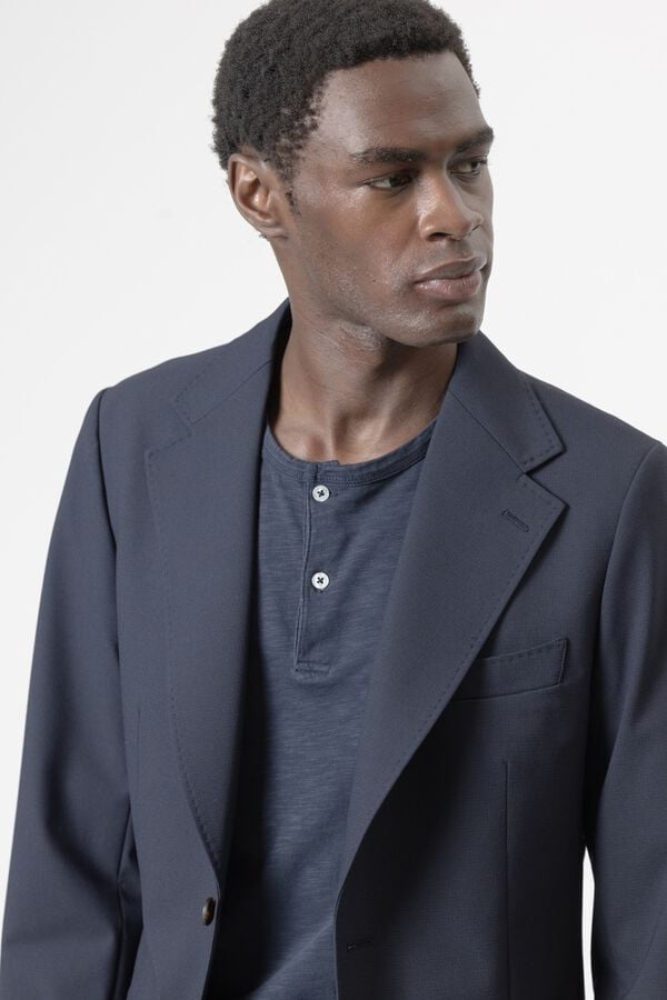 PuroEGO Slim fit structured blazer Navy
