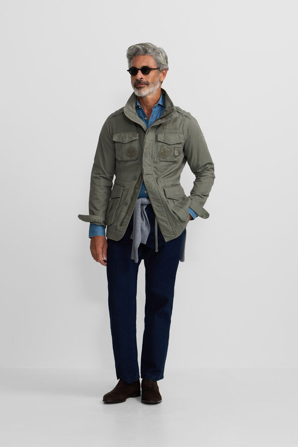 Silbon Casaco militar com manchas tingidas Verde