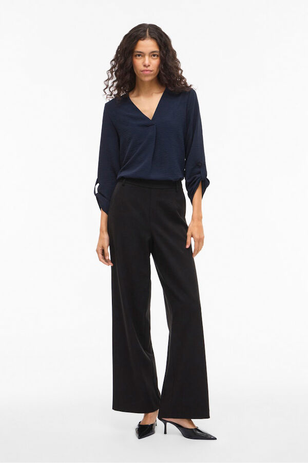 Vila Blusa manga m&eacute;dia Azul