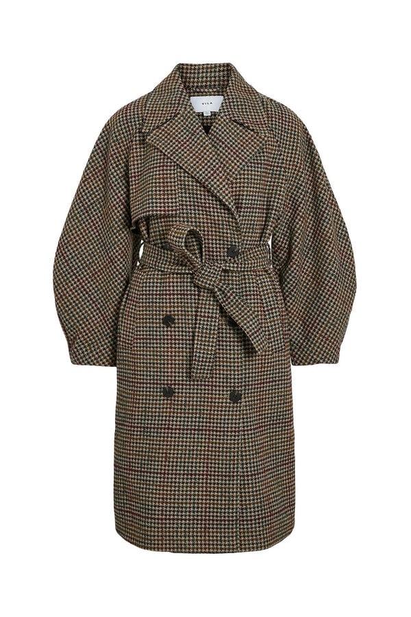 Vila Abrigo largo de lana con cuadros Marrón