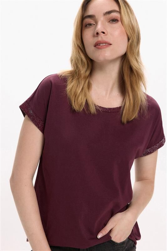 Vila Camiseta manga corta con glitter de algod&oacute;n org&aacute;nico