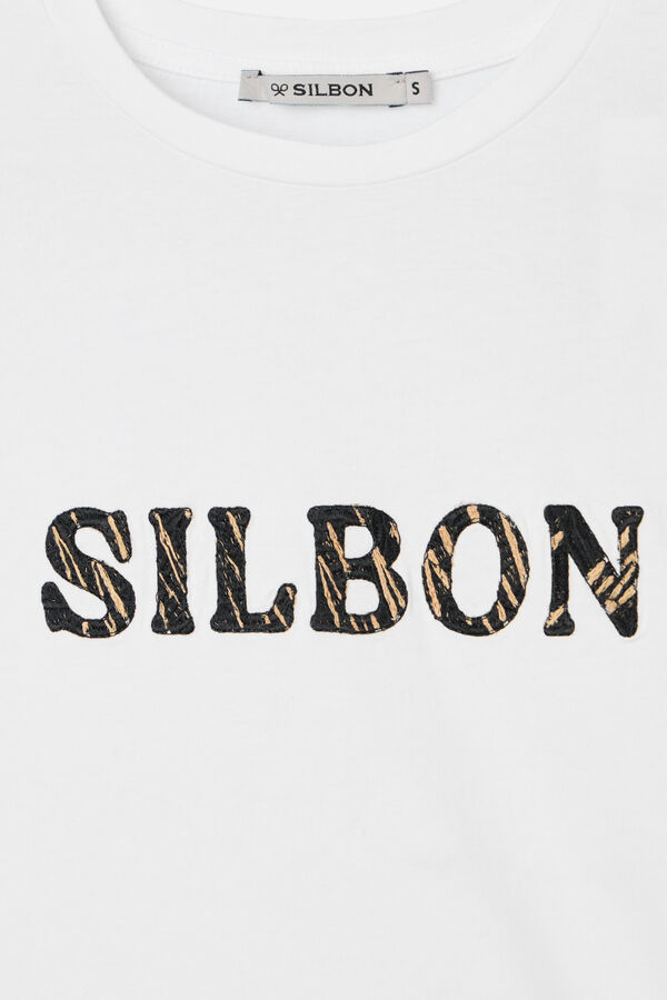 Silbon Camiseta com bordado de ráfia silbon Branco