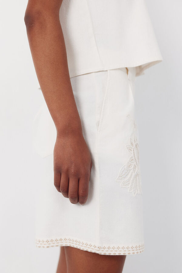Cortefiel Embroidered bermuda shorts White