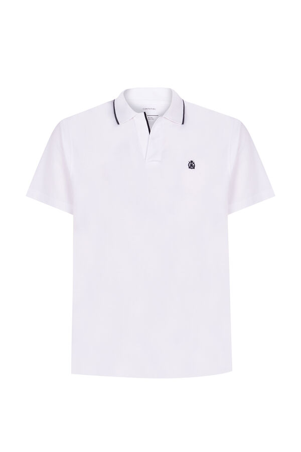 Cortefiel Open-collar polo shirt with contrast details White