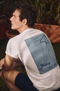 Cortefiel Camiseta grafica kite surf trasero Blanco