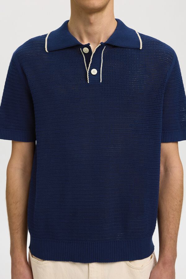 Selected Polo de malha manga curta Azul