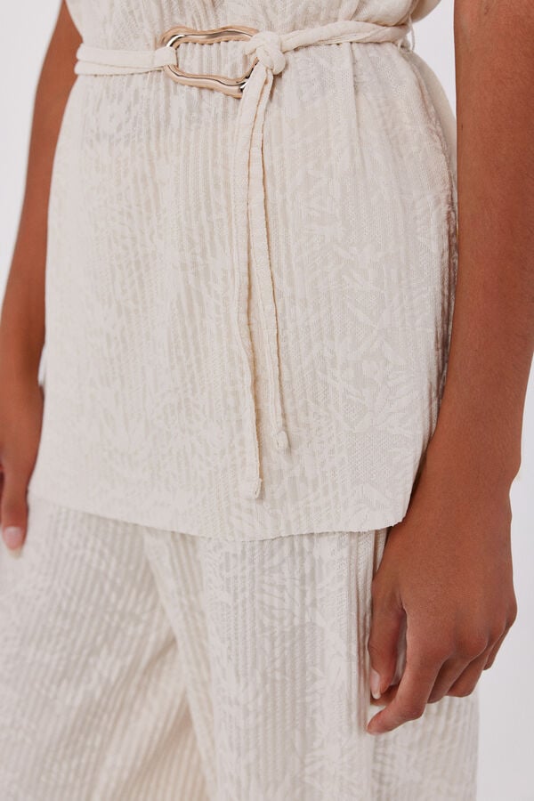 Cortefiel Jacquard buckle top Ivory