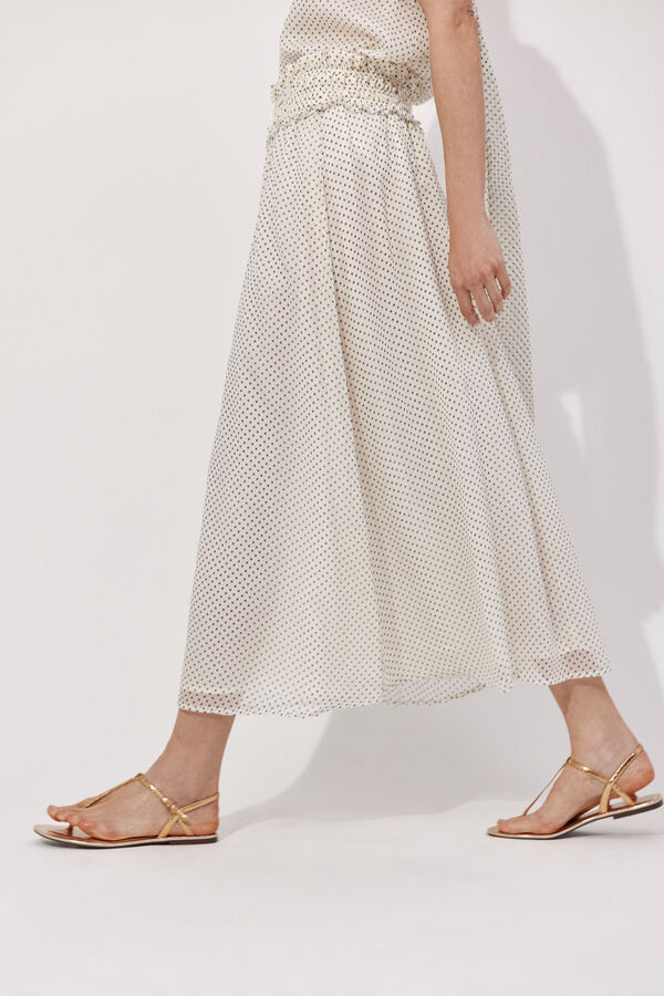 Cortefiel Polka dot polka-dots skirt Printed white