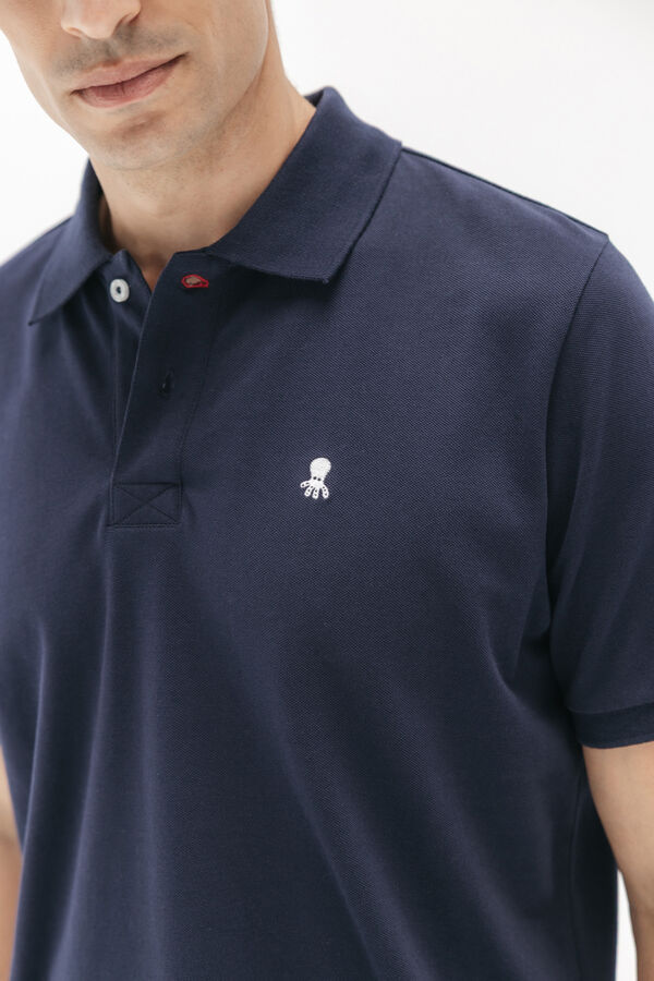 elPulpo Polo lavado bordado a contraste Azul marino