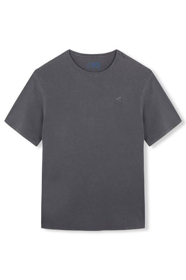 OOTO Camiseta básica com bordado de avião Cinzento